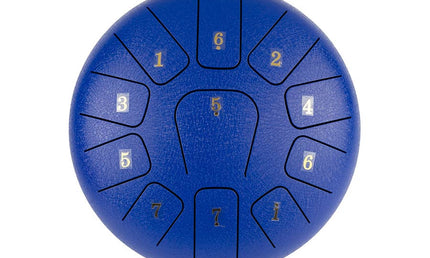 steel tongue drum 10" blue, 11 notes C-Major ionian: G3-A3-B3-C4-D4-E4-F4-G4-A4-B4-C5