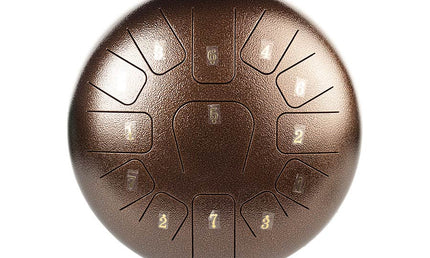 steel tongue drum 12" brown, 13 notes C-Major ionian: G3-A3-B3-C4-D4-E4-F4-G4-A4-B4-C3-D3-E3