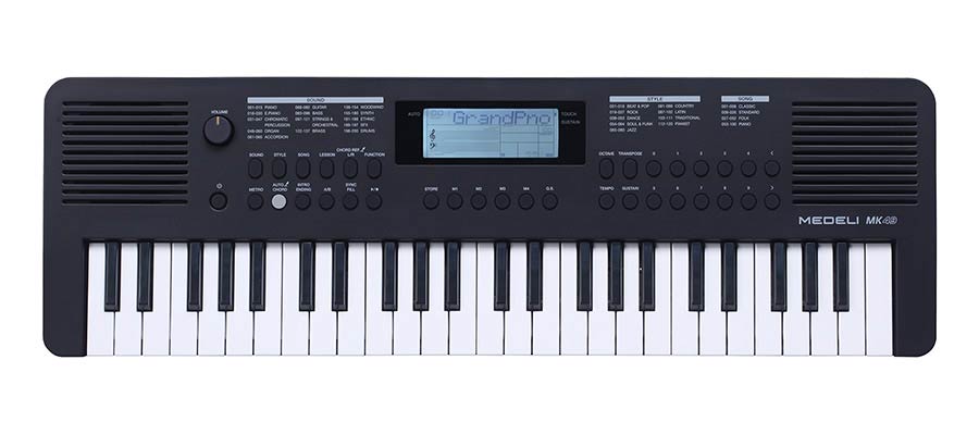 keyboard, 49 touch sensitive mini-size keys, auto chord, 1 X 2,5 watt