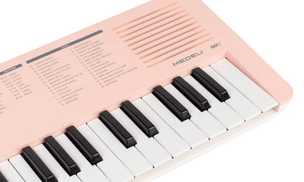 keyboard, 37 mini-size keys, with USB-C cable for charging, 1 x 2 watt - pink