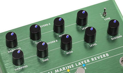 Dual Marine Layer Reverb, effects pedal for guitar or bass