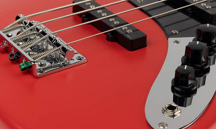 4-string passive bass guitar satin red