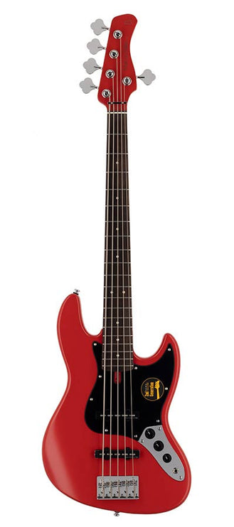 5-string passive bass guitar satin red