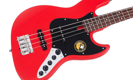 4-string active bass guitar satin red