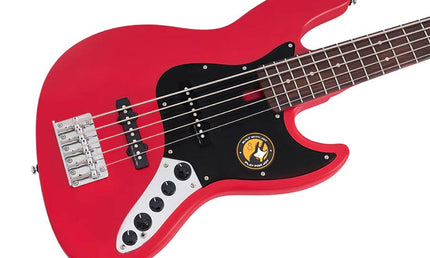 5-string active bass guitar satin red