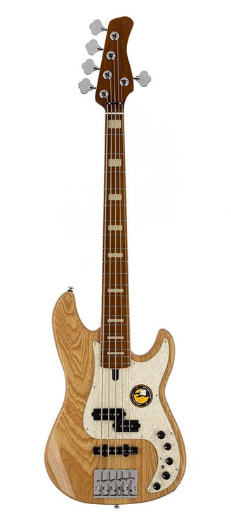 swamp ash 5-string active bass guitar natural