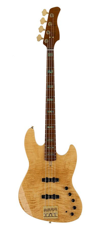 swamp ash + flamed maple 4-string active bass guitar natural, with hardcase