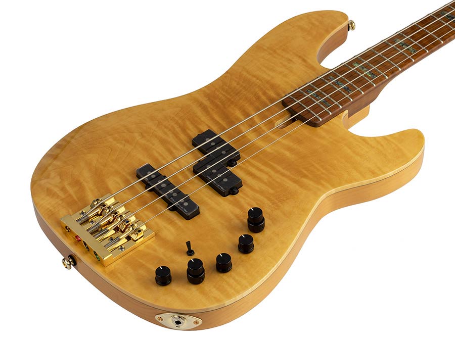 Sire Basses - P10 Dx4/nt - Swamp Ash + Flamed Maple 4-String Active Bass Guitar – Natural,