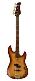 swamp ash + flamed maple 4-string active bass guitar tobacco sunburst, with hard case