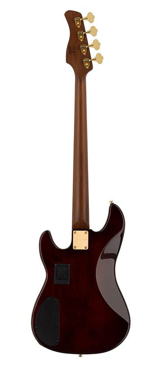 swamp ash + flamed maple 4-string active bass guitar tobacco sunburst, with hard case