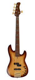 swamp ash + flamed maple 5-string active bass guitar tobacco sunburst, with hard case