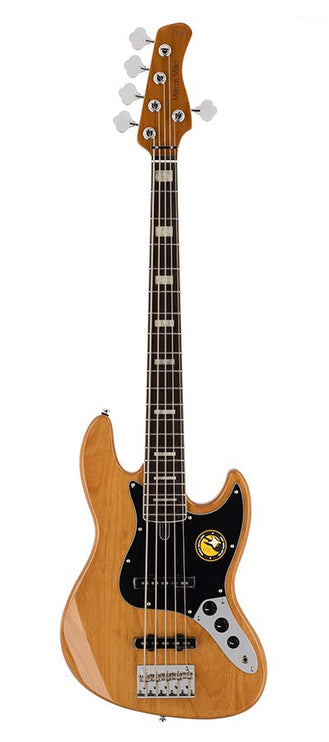 alder 5-string passive bass guitar natural