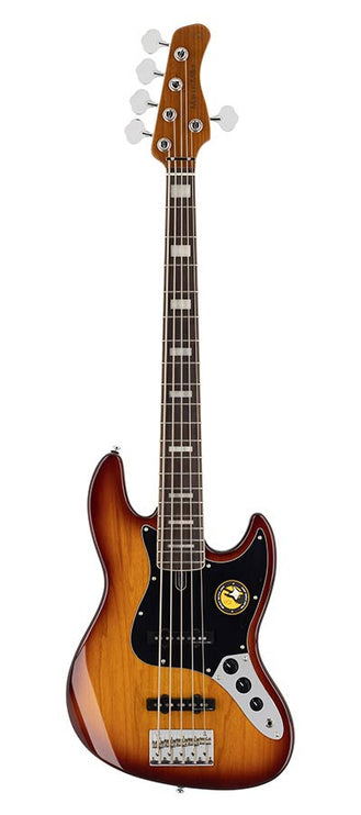 alder 5-string passive bass guitar tobacco sunburst