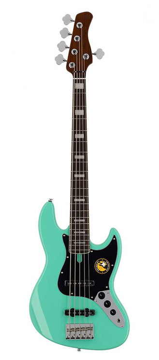 alder 5-string passive bass guitar mild green