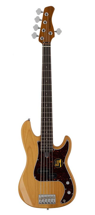 alder 5-string passive bass guitar natural