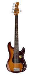 alder 5-string passive bass guitar tobacco sunburst