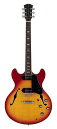 electric guitar archtop with P90s cherry sunburst