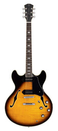 electric guitar archtop with P90s vintage sunburst