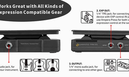 compact volume - expression pedal AMPERO PRESS for all Ampero guitar processors 10Kohm