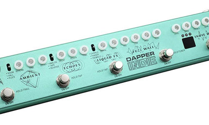 effect strip DAPPER INDIE with tuner + fuzz + echo + drive + modulation + reverb, with cab simulati