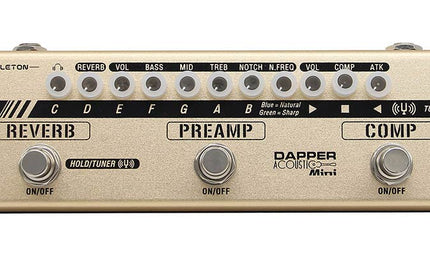 effect strip DAPPER ACOUSTIC MINI with tuner + compressor + preamp + reverb, with cab simulation