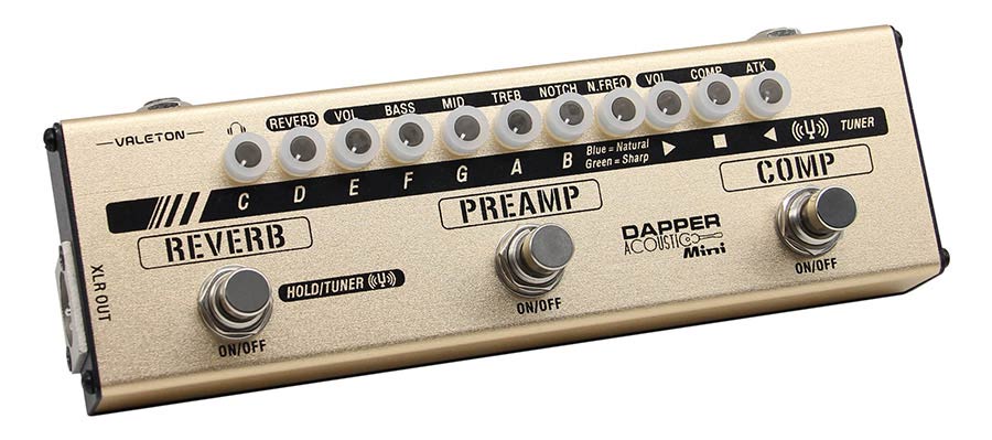 effect strip DAPPER ACOUSTIC MINI with tuner + compressor + preamp + reverb, with cab simulation