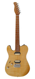 lefty electric guitar T-style flamed maple top natural