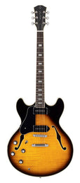 lefty electric guitar archtop with P90s vintage sunburst