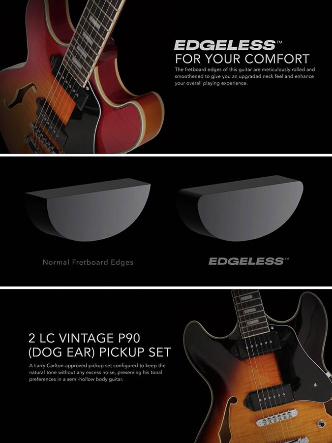 Sire Guitars - H7vl/vs - Lefty Electric Guitar Archtop with P90s – Vintage Sunburst