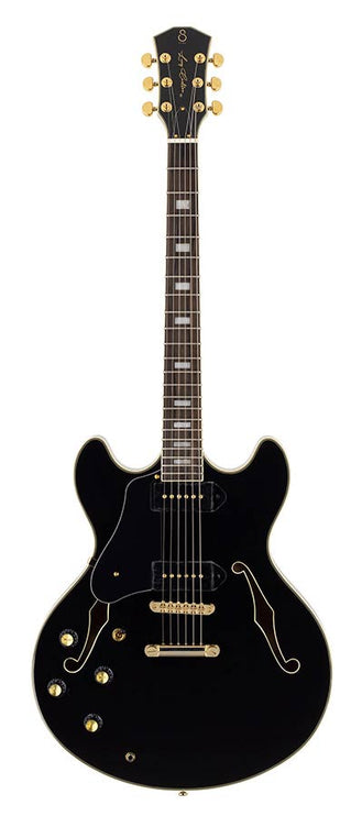 lefty electric guitar archtop with P90s black