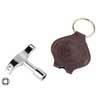 drum key T-model with leather key ring pouch (various colors)