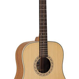 dreadnought guitar, spruce top, mahogany back & sides, amara ebony fb, natural