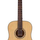 dreadnought guitar, spruce top, mahogany back & sides, amara ebony fb, natural