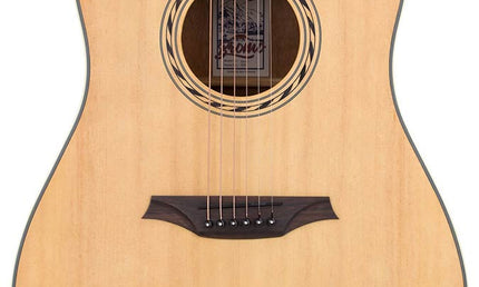 dreadnought guitar, spruce top, mahogany back & sides, amara ebony fb, natural