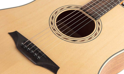 dreadnought guitar, spruce top, mahogany back & sides, amara ebony fb, natural