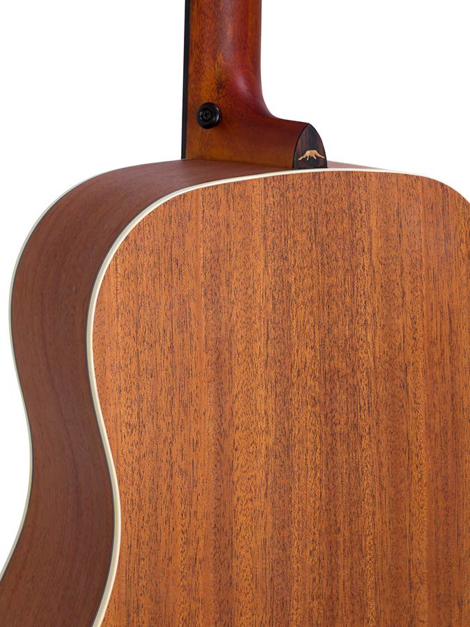 dreadnought guitar, spruce top, mahogany back & sides, amara ebony fb, natural