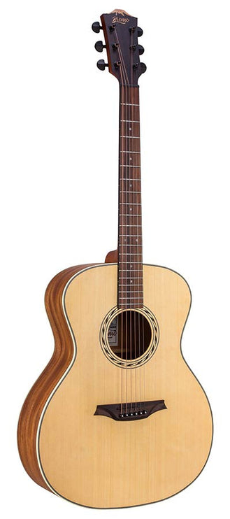 auditorium guitar, spruce top, mahogany back & sides, amara ebony fb, natural