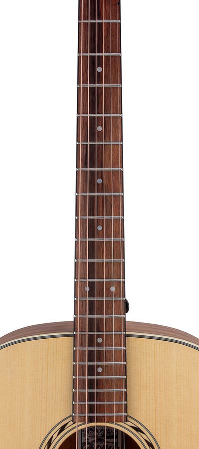 auditorium guitar, spruce top, mahogany back & sides, amara ebony fb, natural
