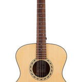 auditorium guitar, spruce top, mahogany back & sides, amara ebony fb, natural