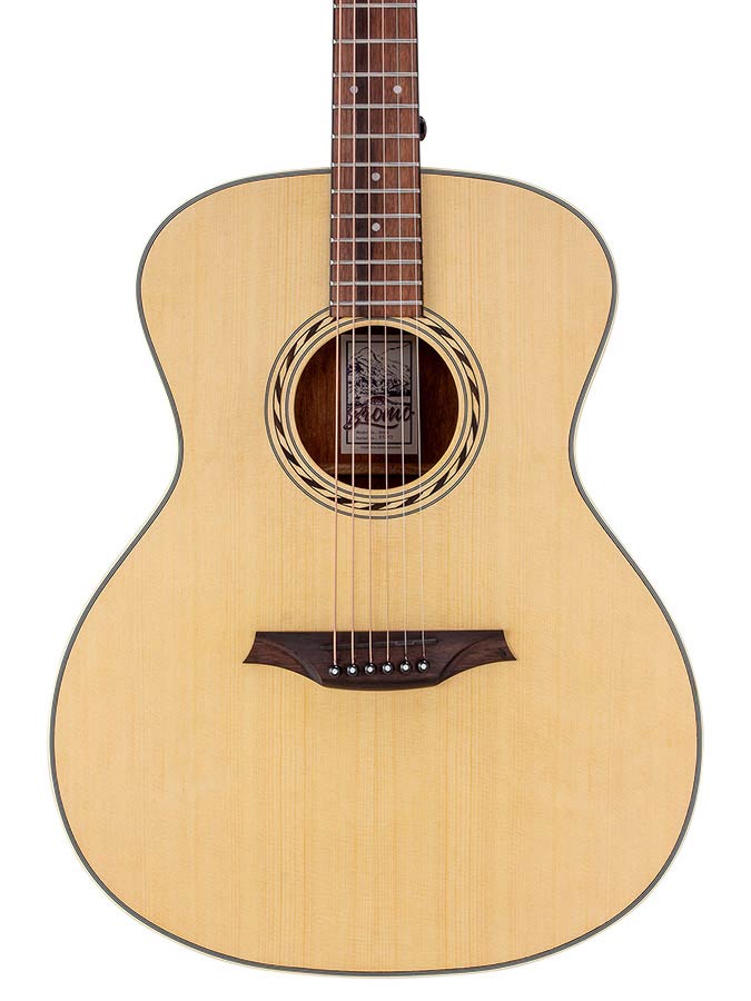 auditorium guitar, spruce top, mahogany back & sides, amara ebony fb, natural