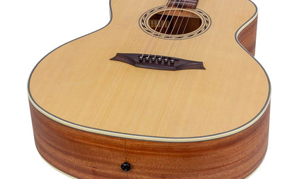 auditorium guitar, spruce top, mahogany back & sides, amara ebony fb, natural