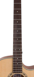auditorium guitar, spruce top, mahogany back & sides, cutaway with EQ, amara ebony fb, natural