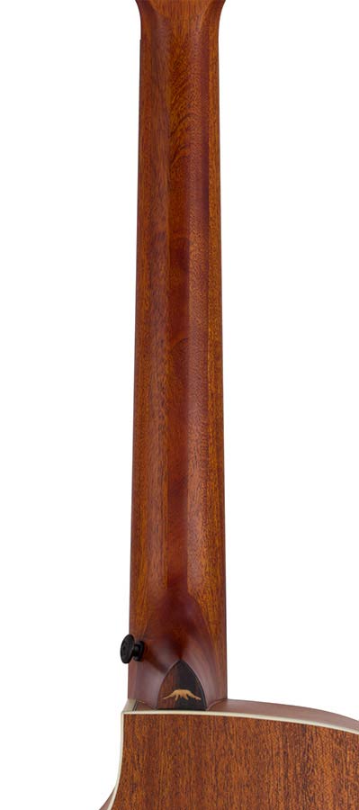 auditorium guitar, spruce top, mahogany back & sides, cutaway with EQ, amara ebony fb, natural