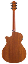 auditorium guitar, spruce top, mahogany back & sides, cutaway with EQ, amara ebony fb, natural