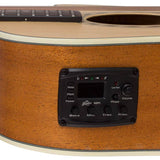 auditorium guitar, spruce top, mahogany back & sides, cutaway with EQ, amara ebony fb, natural