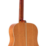 dreadnought guitar with solid spruce top, mahogany back & sides, amara ebony fb, natural