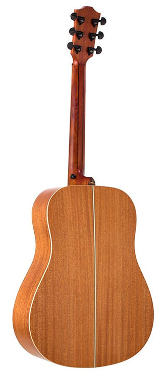 dreadnought guitar with solid spruce top, mahogany back & sides, amara ebony fb, natural