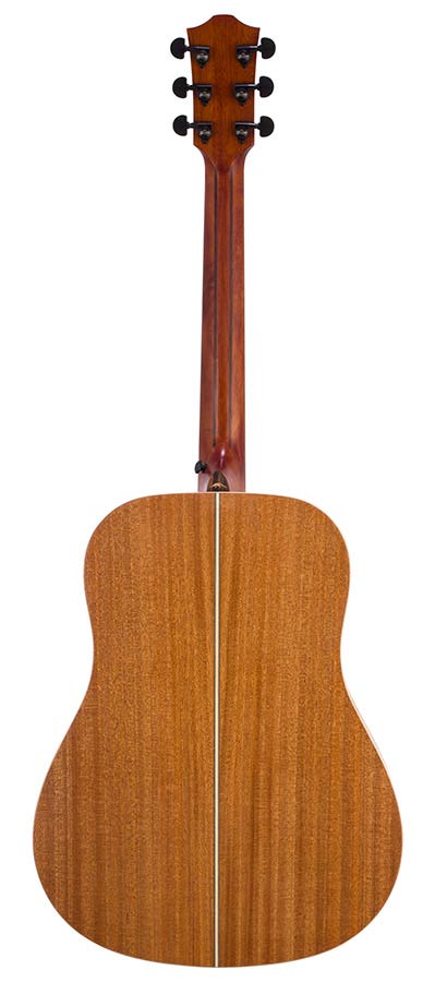 dreadnought guitar with solid spruce top, mahogany back & sides, amara ebony fb, natural