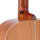 dreadnought guitar with solid spruce top, mahogany back & sides, amara ebony fb, natural