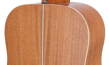 dreadnought guitar with solid spruce top, mahogany back & sides, amara ebony fb, natural